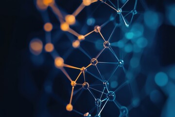 Poster - Molecular structure showcasing vibrant connections and patterns in a dark background