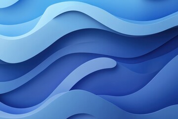 Poster - Layered blue waves create a soothing abstract design in a digital artwork