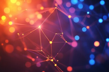 Fototapete - Vibrant abstract network design showcasing colorful lights and connections in dark space