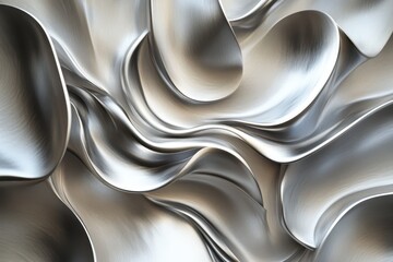 Fototapete - Rippling silver forms create an abstract design in fluid motion