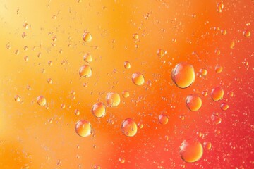 Poster - Colorful bubbles on a vibrant orange gradient background during a creative art project exploring textures and colors