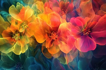 Poster - Colorful floral abstract design showcasing vibrant hues in a mesmerizing arrangement