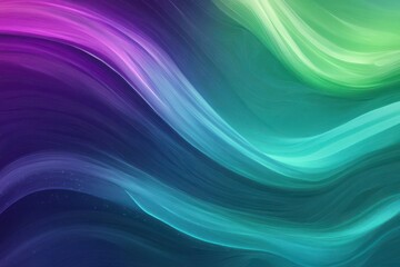Fototapete - Vibrant abstract waves in hues of purple, teal, and green creating a flowing visual experience
