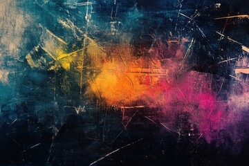 Poster - Abstract artwork featuring vibrant colors and textures in a dynamic composition at an art exhibit