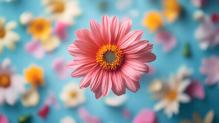 Poster - Beautiful pink gerbera daisy flower floral background wallpaper spring summer blossom bloom nature photography