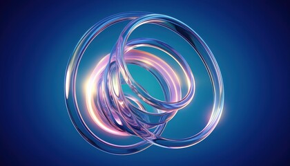 Poster - futuristic glass energy loop with glowing reflections and neon gradients for digital art, web design, branding, abstract concept, or sci-fi inspired print media

