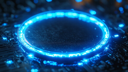 Poster - Blue neon ring abstract technology background futuristic circuit board design concept for wallpaper and presentations