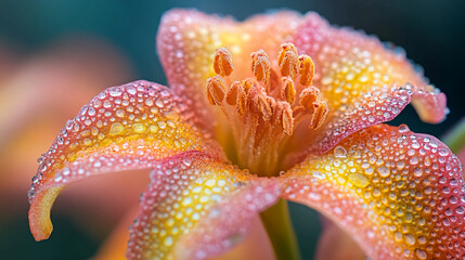 Poster - Close up of a dew covered lily flower macro photography floral beauty nature photography springtime bloom 100mm