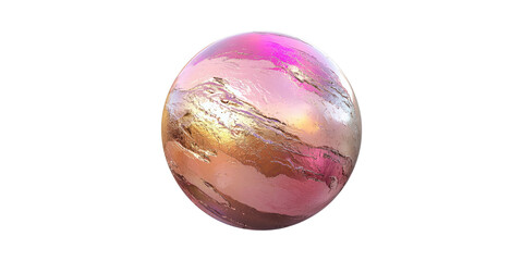 Poster - Abstract Metallic Sphere With Iridescent Colors. Futuristic Design Element Isolated On Transparent Background