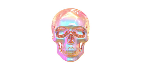 Poster - Holographic Iridescent Skull. Futuristic Art And Design Concept Isolated On Transparent Background