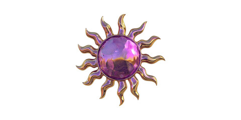 Poster - Colorful Abstract Sun Design With Iridescent Center. Symbol Of Energy And Creativity Isolated On Transparent Background