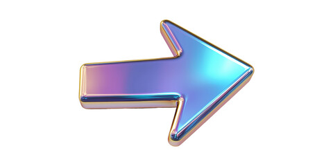 Poster - Colorful 3D Arrow Icon. Directional Symbol For Navigation And User Interface Design Isolated On Transparent Background