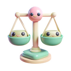 Poster - Plastic style cute pastel pink and mint green balance scale png