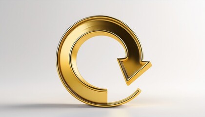 Aufkleber - glossy golden curved arrow in 3d loop shape isolated on white background for branding, business symbol, web icon, app design, infographic element, or modern marketing visual

