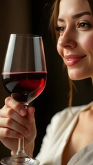 Aufkleber - A person holding a glass of red wine