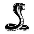 © Evgenia - Black and white cartoon cobra snake with hood spread in a striking pose for children’s reptile illustrations and animal stories - jungle predator - dangerous wildlife