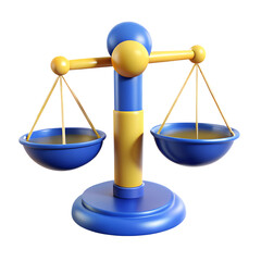 Poster - High Contrast Blue and Yellow Balance Scale in Sharp Focus