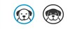 © CUNGKRING - Two circular dog head silhouettes, one in black and white, the other in black and white, inside a light blue circle