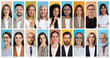 © New Africa - Many different business people, collage of portraits on color backgrounds