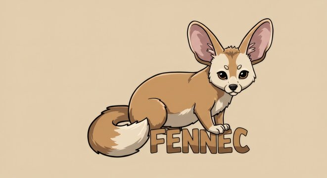 Vector art, fennec, words fennec below