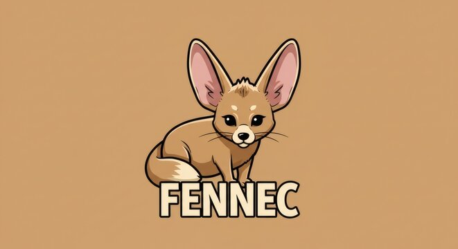 Vector art, fennec, words fennec below