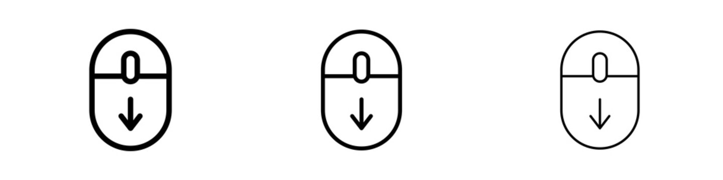 Scroll down computer mouse icons in flat style. line art. vector illustration