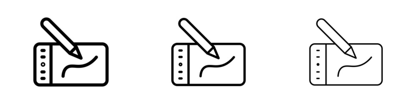 Graphic tablet icons in flat style. line art. vector illustration