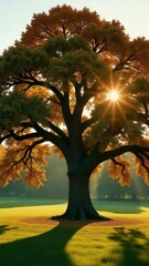 Poster - A large tree with sunlight filtering through its leaves