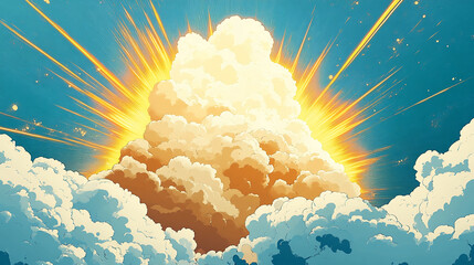 Poster - Sky clouds sunshine bright light sunny day anime illustration background wallpaper desktop hd aesthetic