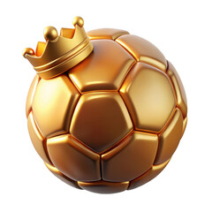 Poster - 3d golden soccer ball with crown isolated on transparent background