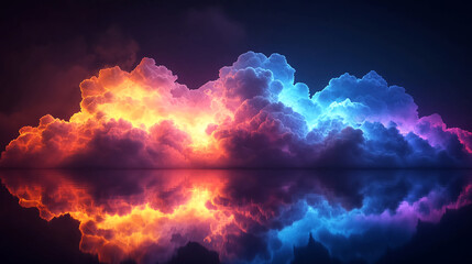 Poster - Colorful clouds reflection wallpaper background aesthetic sky cloudscape vibrant dreamy landscape 4k