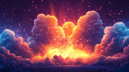 Poster - Explosion in space wallpaper background nebula galaxy stars clouds cosmic sky fantasy art design