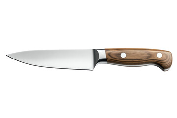 A gleaming chef s knife with wooden handle reflecting culinary precision and potential in on transparent background