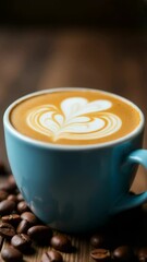 Aufkleber - A warm cup of coffee with milk being poured in, perfect for a cozy morning or afternoon
