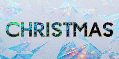 Sticker - Close-up of a frosted Christmas message on glass with icy texture and winter holiday theme.