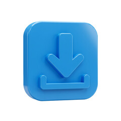 Poster - 3d rendered illustration of a glossy blue download icon for web and mobile applications