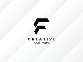 Poster - Letter F minimalist geometric logo design template