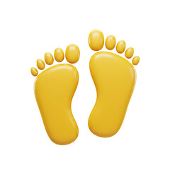 Poster - 3D rendered illustration of two yellow footprints, isolated on a white background design