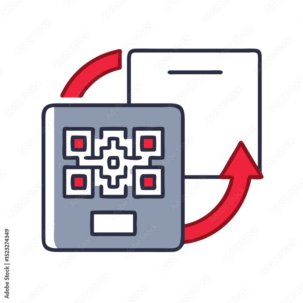 Stock-Vektorgrafik „QR return label icon with QR code and circular ...