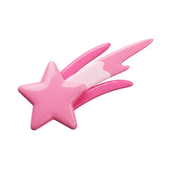 Poster - A vibrant 3D illustration of a pink shooting star isolated on a white background