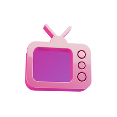 Poster - Pink Retro Television Icon on a Gradient Background for Multimedia Content and Design