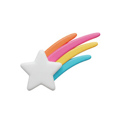 Poster - Colorful 3D Shooting Star Illustration Isolated on White Background for Design Elements