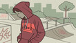 © Hassan - Young Person in a Hoodie at a Skate Park Contemplative Pose