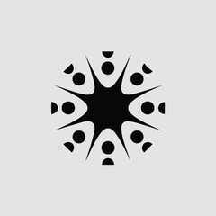 Poster - Abstract geometric design with circular and spiky elements in black and white