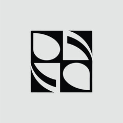 Poster - Abstract geometric logo featuring a modern design of leaf-like shapes