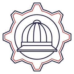 Poster - Abstract graphic representation of a safely gear concept in red and blue