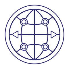 Poster - Abstract globe symbol with arrows illustrating global connectivity and networks