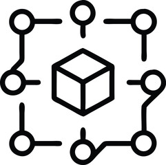 Poster - Black outline of blockchain icon showing cryptocurrency digital technology structure