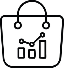 Poster - Black outline shopping bag with chart symbolizing sales and e-commerce concepts