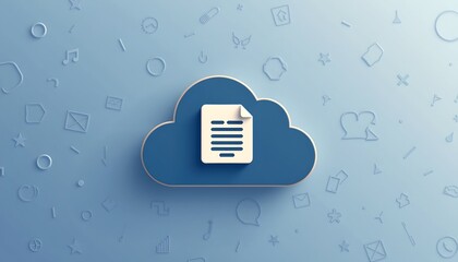 Poster - a digital cloud with a document icon, symbolizing secure data storage and easy accessibility